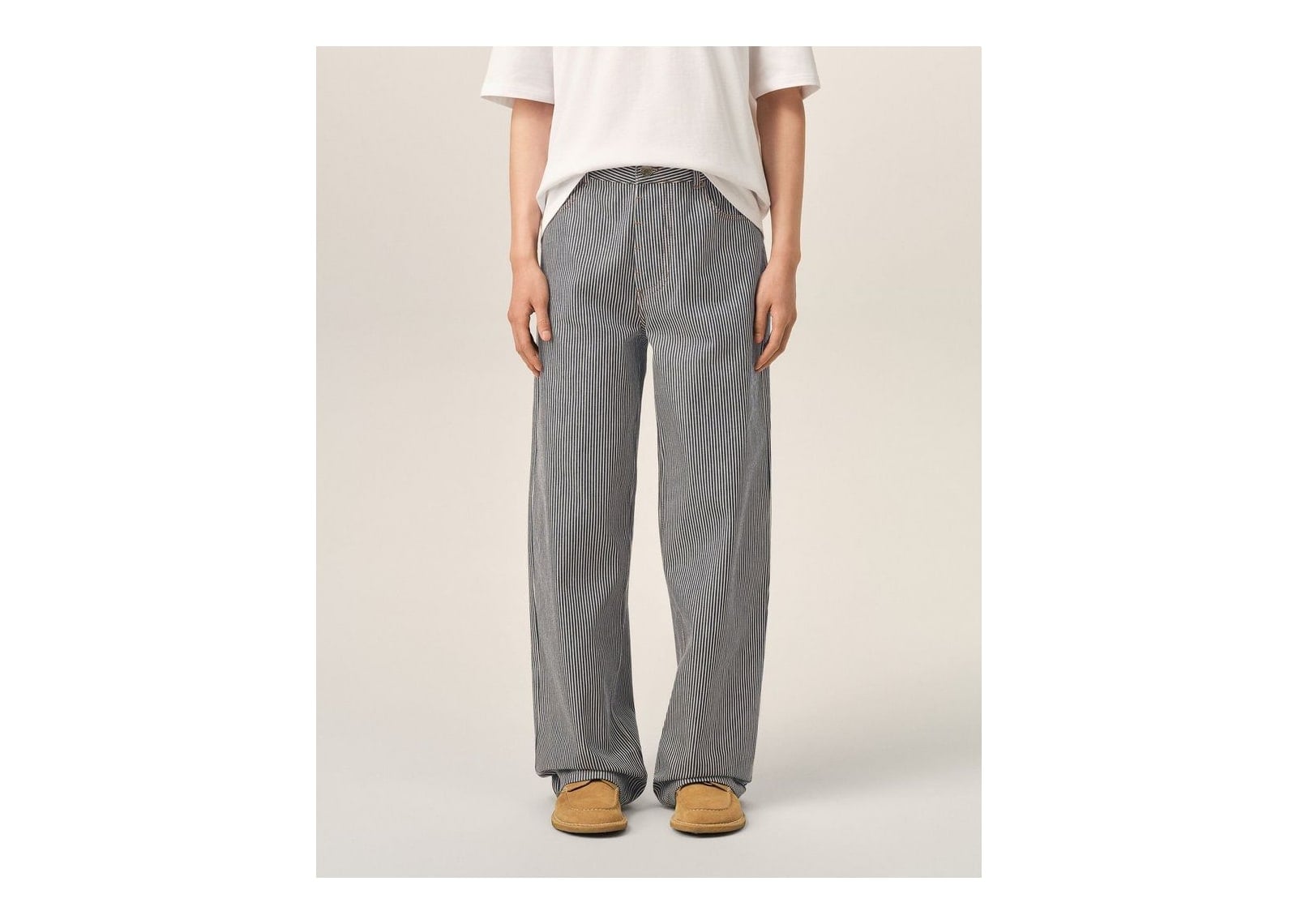 Ami Paris Baggy-Fit Cotton Jeans Indigo/Ecru - görsel 3