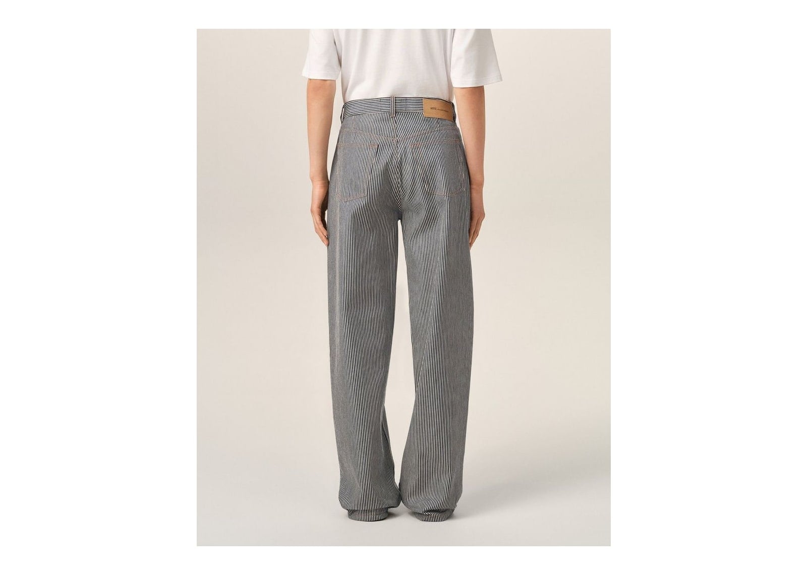 Ami Paris Baggy-Fit Cotton Jeans Indigo/Ecru - görsel 4