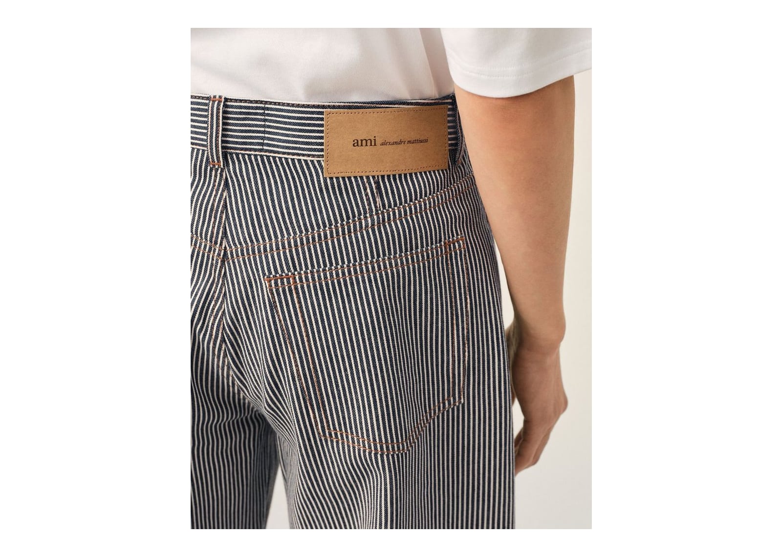 Ami Paris Baggy-Fit Cotton Jeans Indigo/Ecru - görsel 5