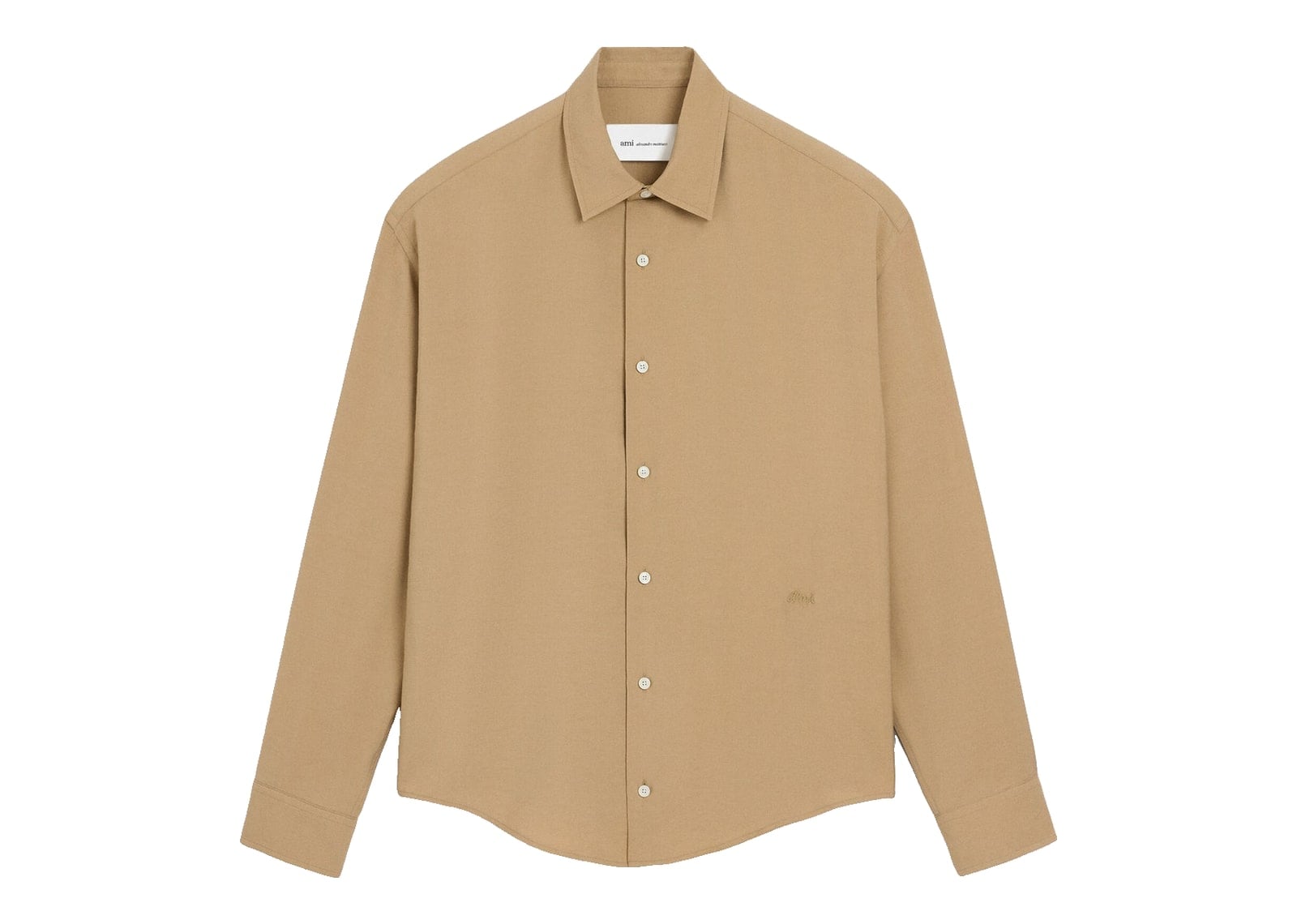 Ami Paris Boxy Viscose Twill Shirt Mastic Beige