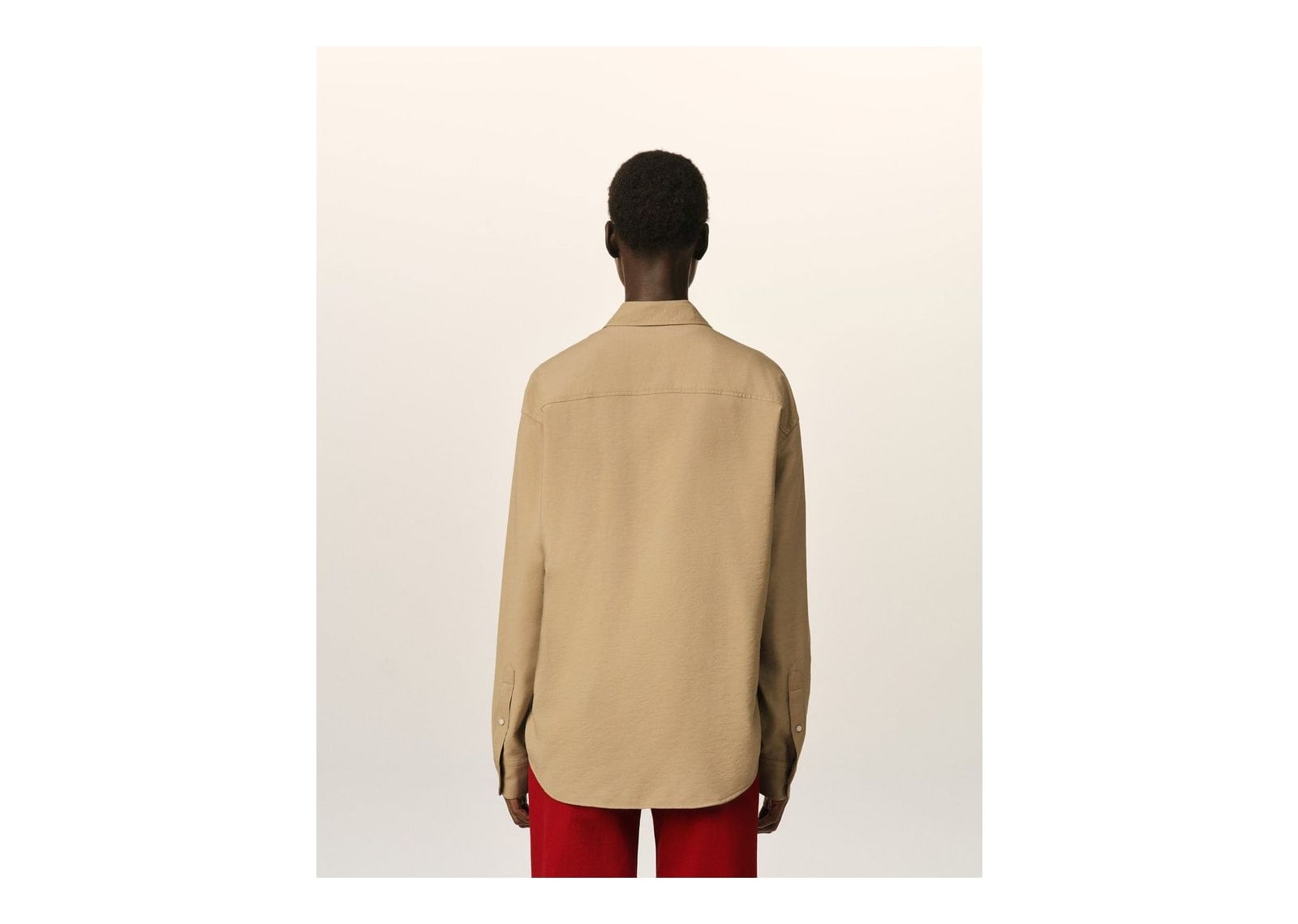 Ami Paris Boxy Viscose Twill Shirt Mastic Beige - görsel 11