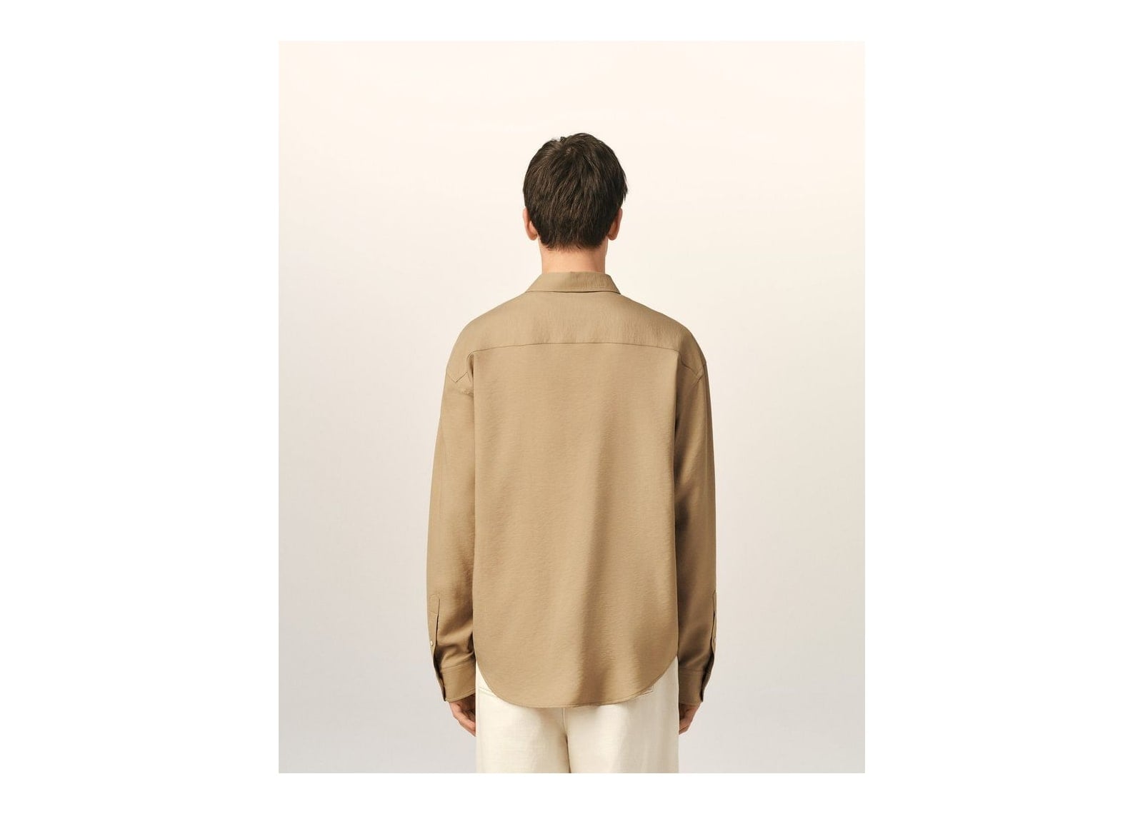 Ami Paris Boxy Viscose Twill Shirt Mastic Beige - görsel 5