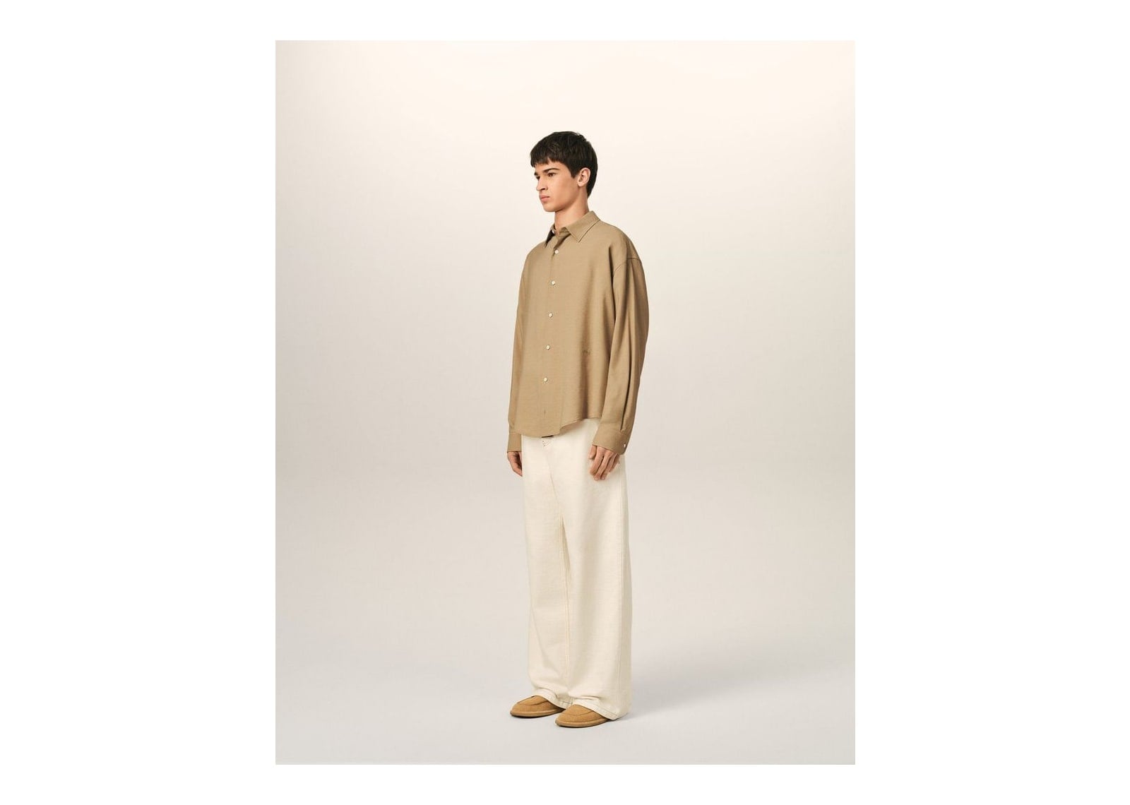Ami Paris Boxy Viscose Twill Shirt Mastic Beige - görsel 6