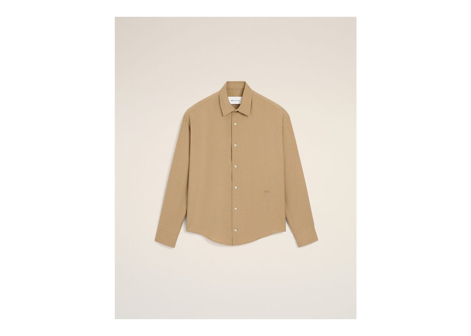 Ami Paris Boxy Viscose Twill Shirt Mastic Beige - görsel 7