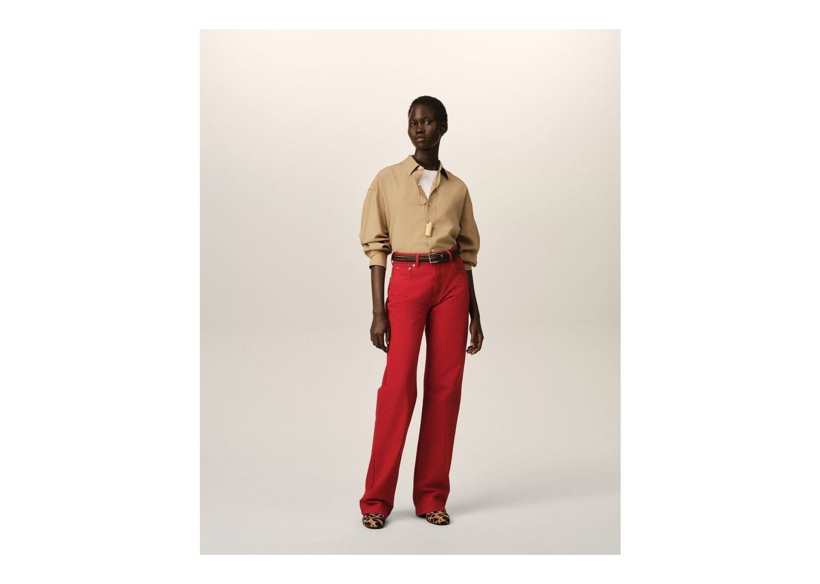 Ami Paris Boxy Viscose Twill Shirt Mastic Beige - görsel 9