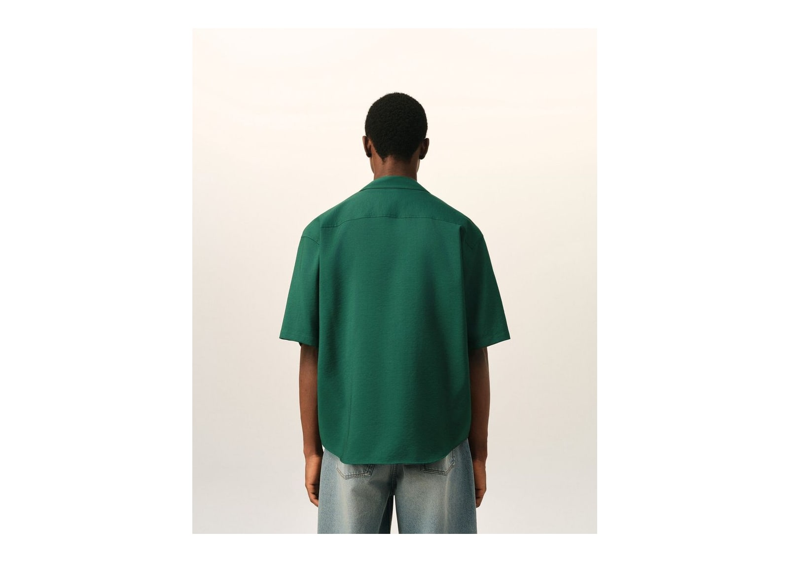 Ami Paris Boxy Viscose Twill Short-Sleeve Shirt Bottle Green - görsel 5