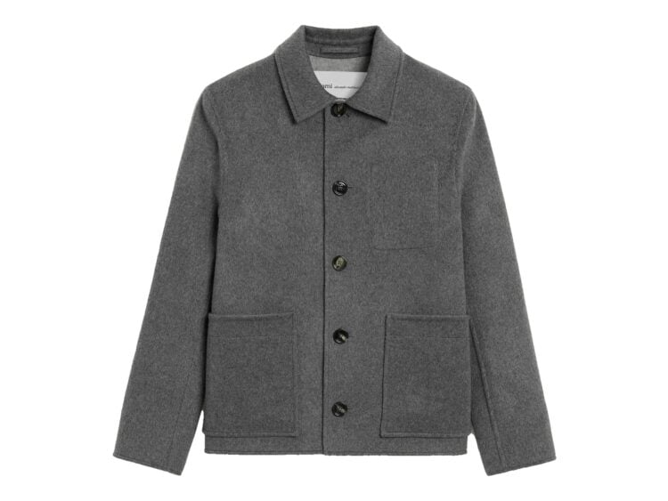 Ami Paris Button-Down Wool and Cashmere Jacket Carbon Grey/Ash Grey