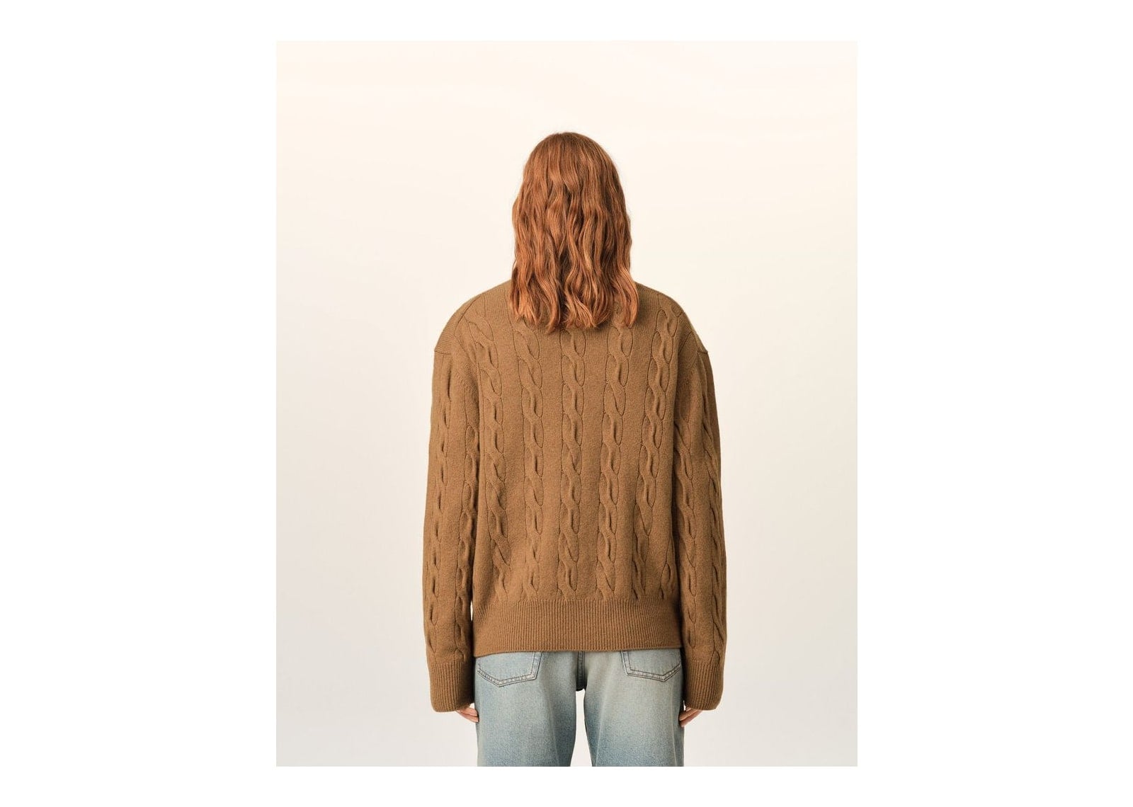 Ami Paris Cable Wool Cardigan Camel - görsel 11
