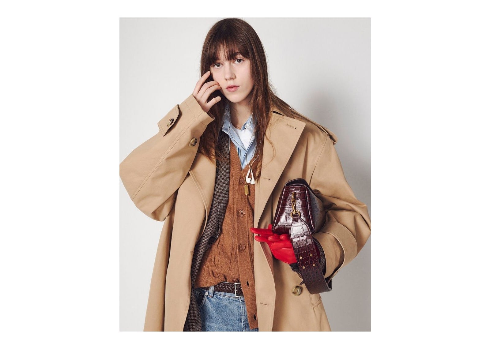 Ami Paris Cable Wool Cardigan Camel - görsel 13