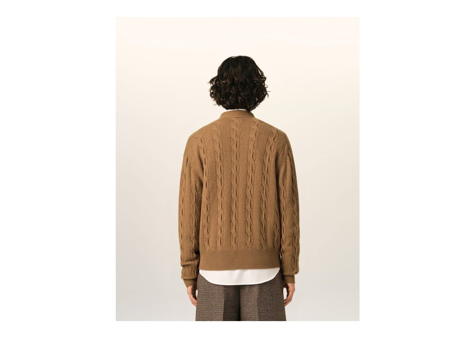 Ami Paris Cable Wool Cardigan Camel - görsel 5