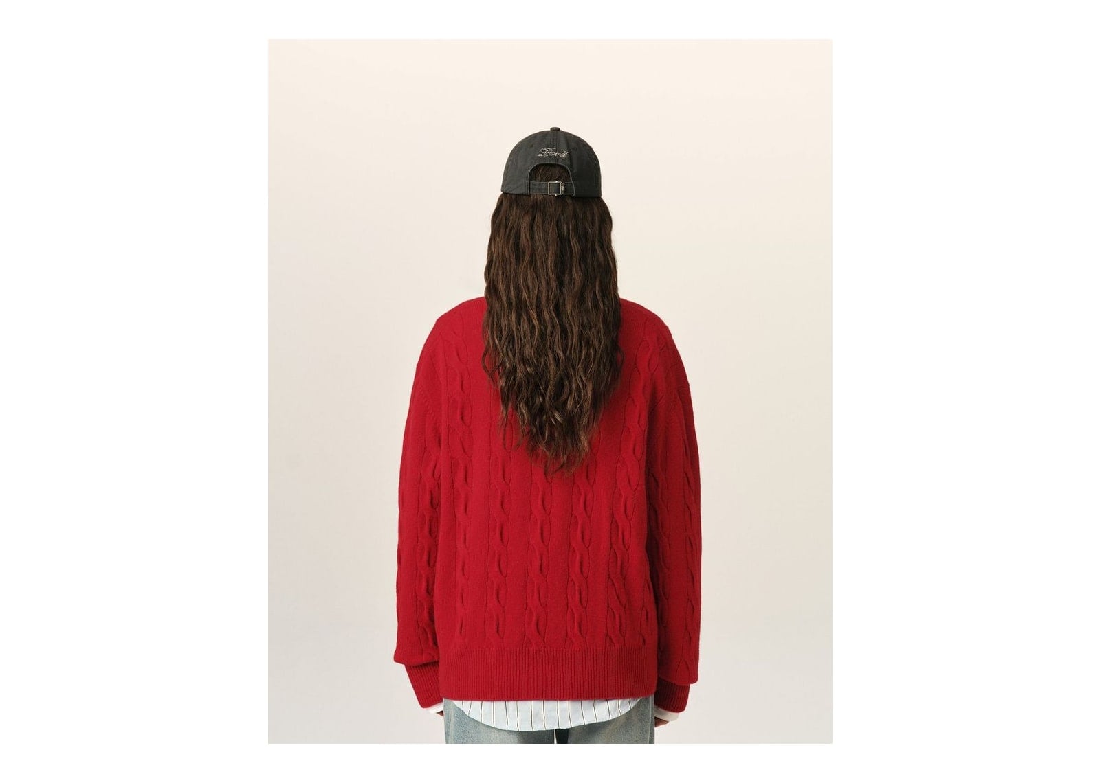 Ami Paris Cable Wool Cardigan Ruby Red - görsel 11