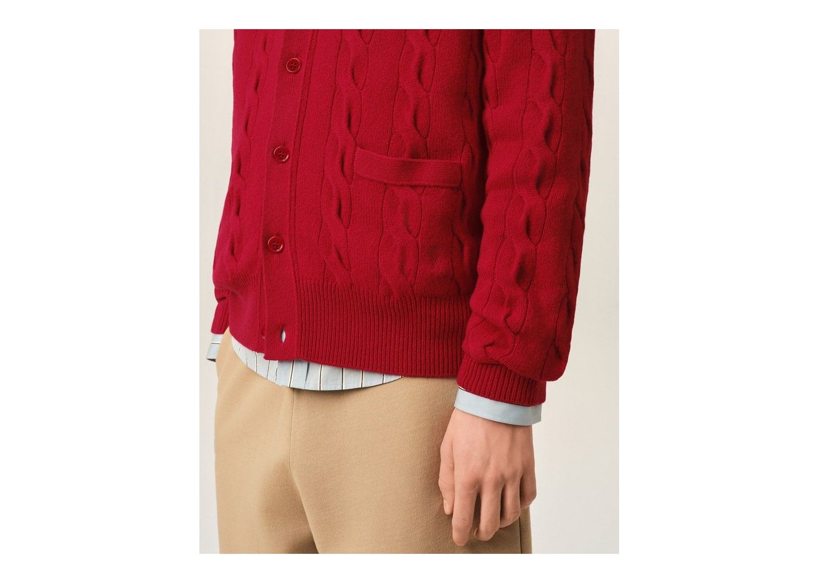 Ami Paris Cable Wool Cardigan Ruby Red - görsel 4