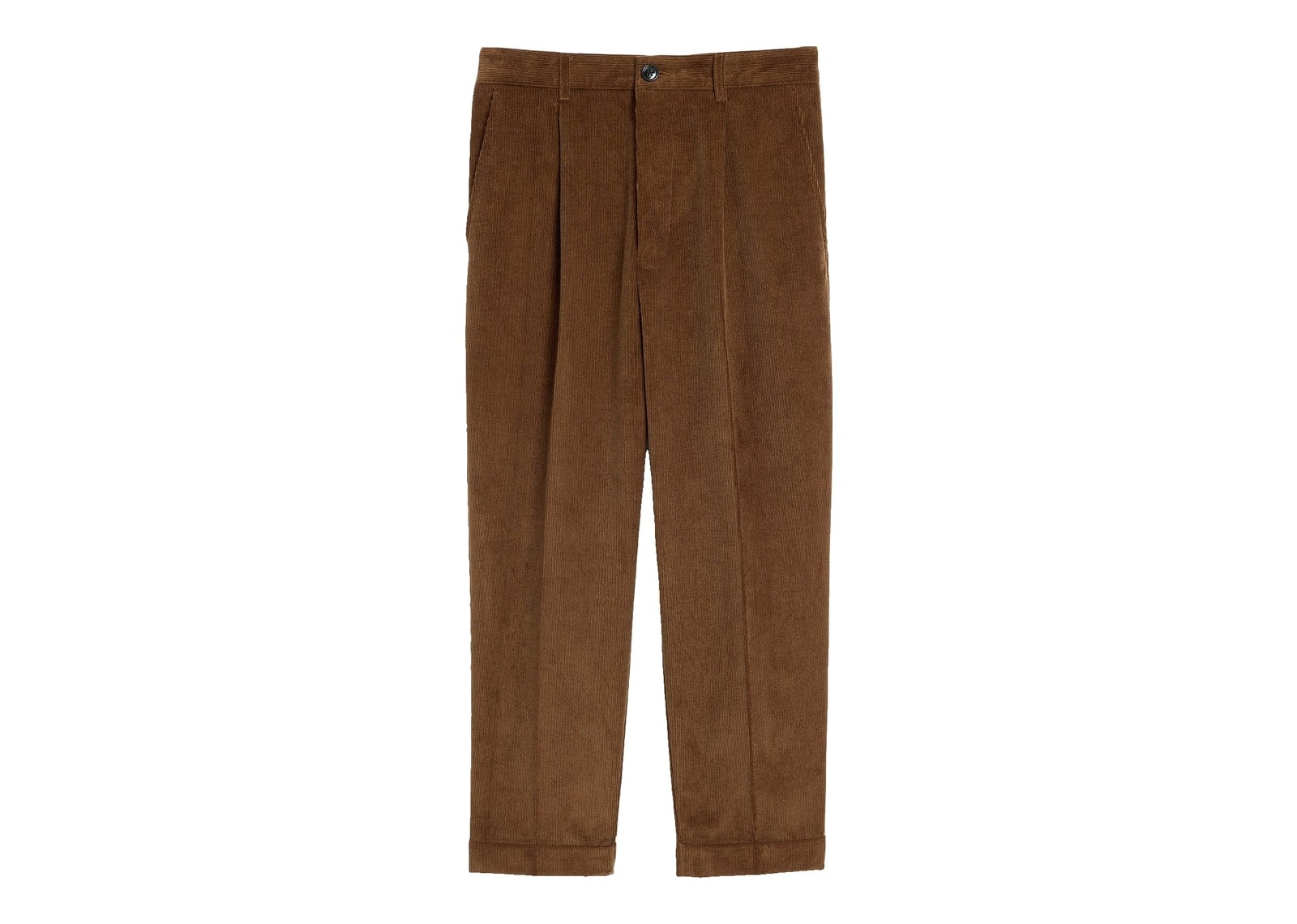 Ami Paris Carrot-Fit Corduroy Cotton Trousers Chocolate Brown