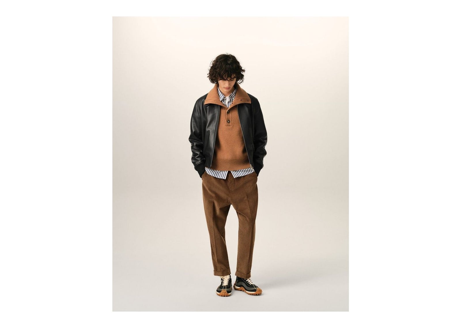 Ami Paris Carrot-Fit Corduroy Cotton Trousers Chocolate Brown - görsel 2