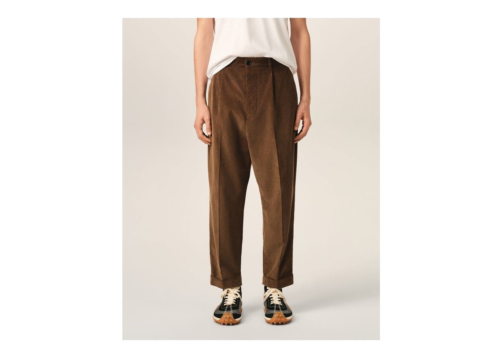 Ami Paris Carrot-Fit Corduroy Cotton Trousers Chocolate Brown - görsel 3
