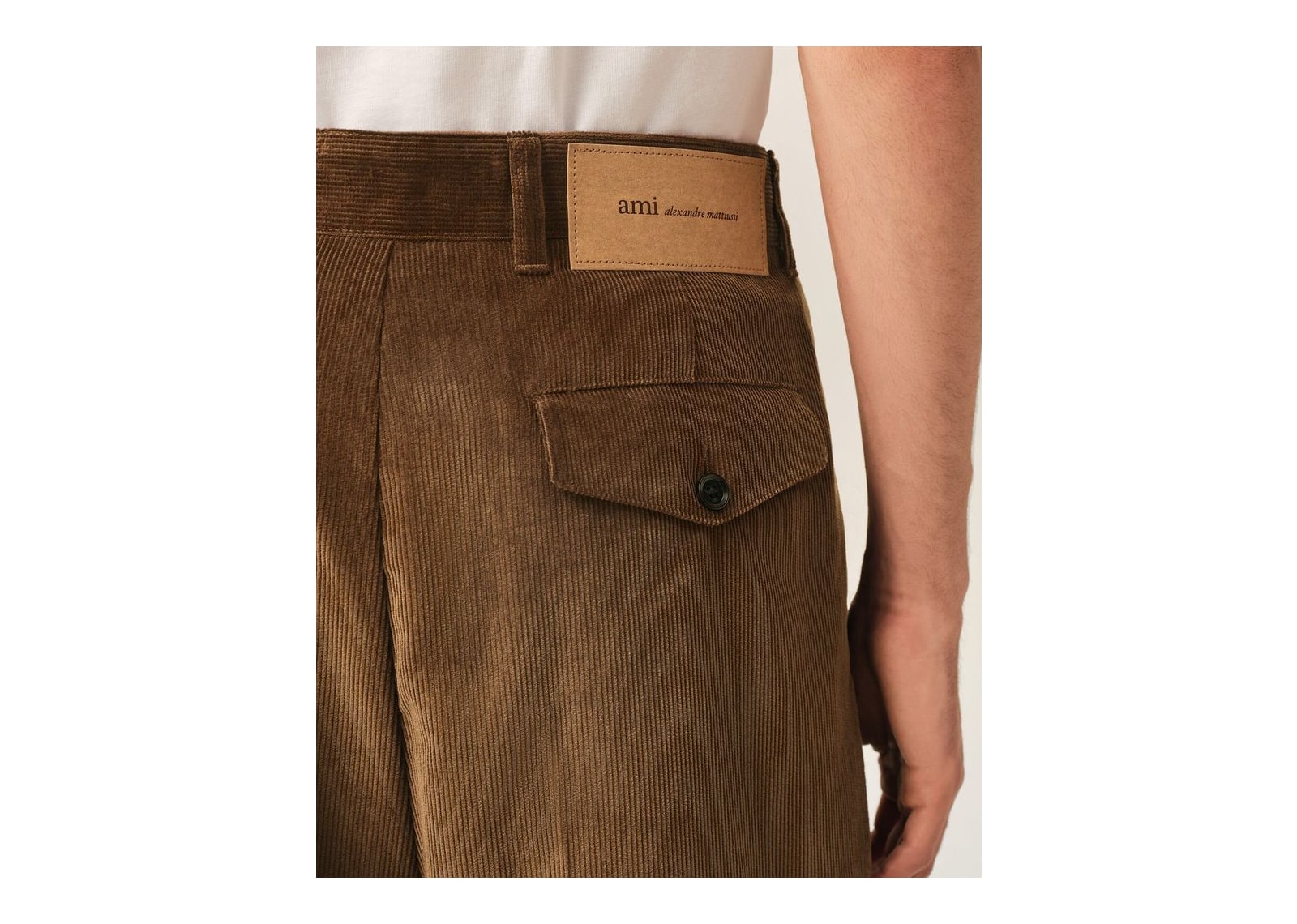 Ami Paris Carrot-Fit Corduroy Cotton Trousers Chocolate Brown - görsel 5