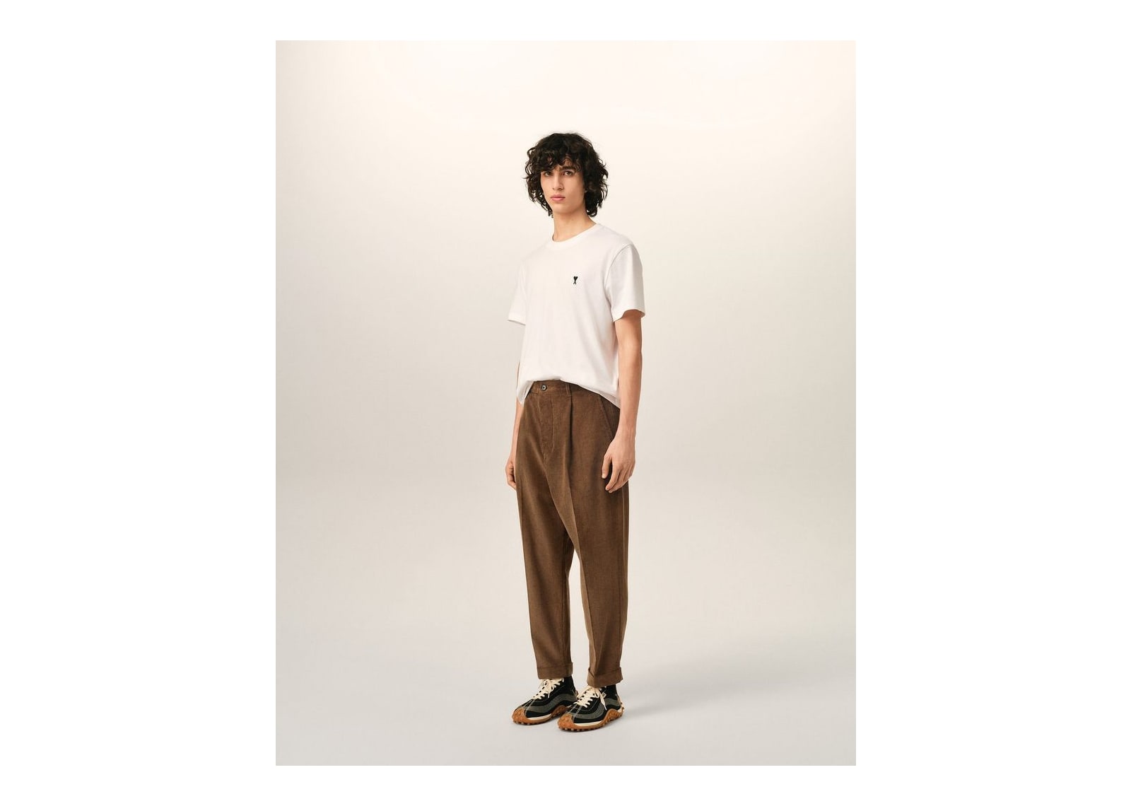 Ami Paris Carrot-Fit Corduroy Cotton Trousers Chocolate Brown - görsel 6