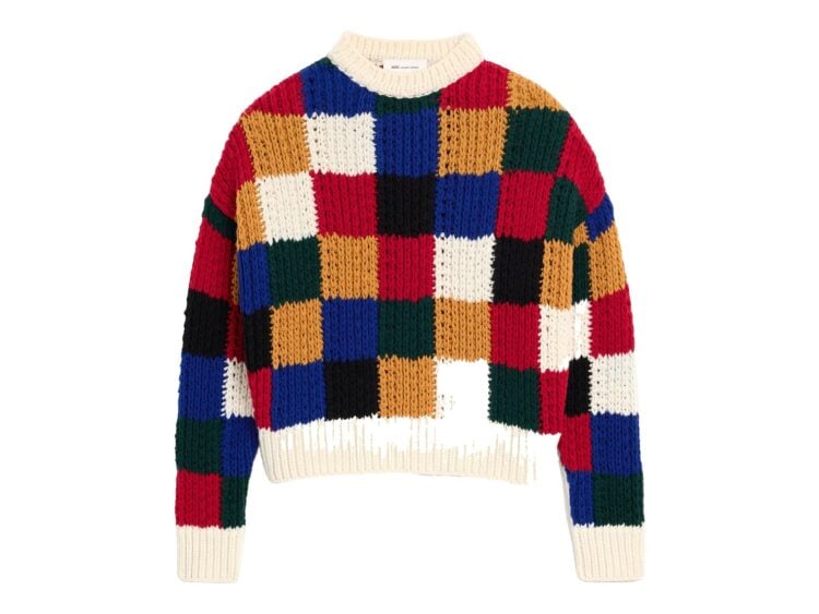 Ami Paris Checkered Wool Crewneck Sweater Multicolor