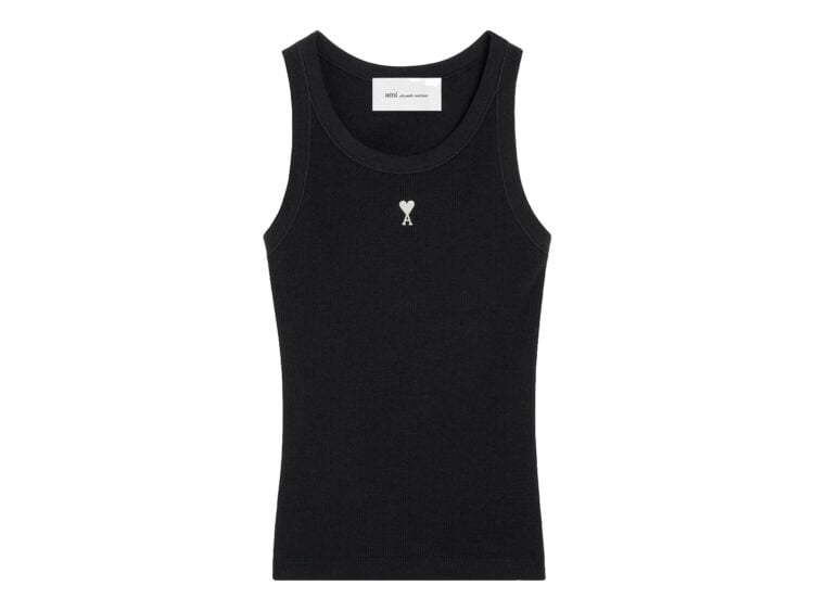 Ami Paris Cotton Ami De Coeur Tank Top Black/White Cream (W)