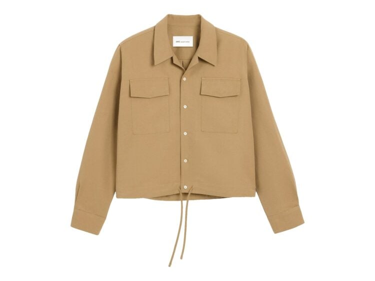 Ami Paris Cotton and Linen Shirt Mastic Beige