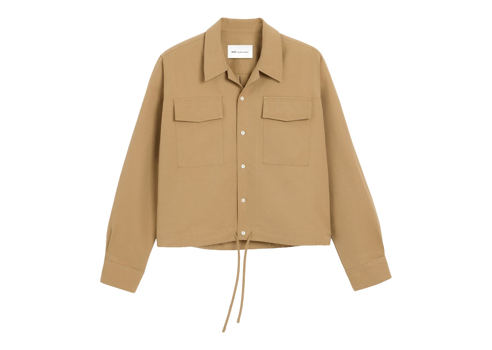 Ami Paris Cotton and Linen Shirt Mastic Beige
