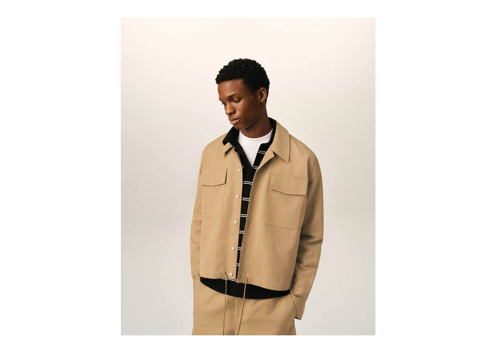 Ami Paris Cotton and Linen Shirt Mastic Beige - görsel 2