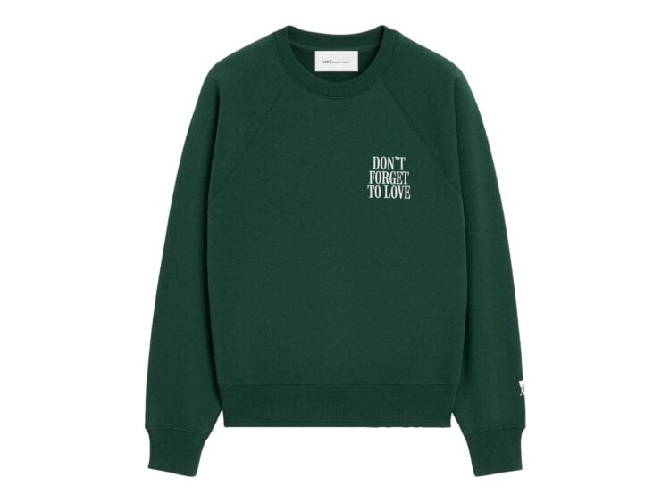 Ami Paris Cotton Don’t Forget To Love Sweatshirt Bottle Green