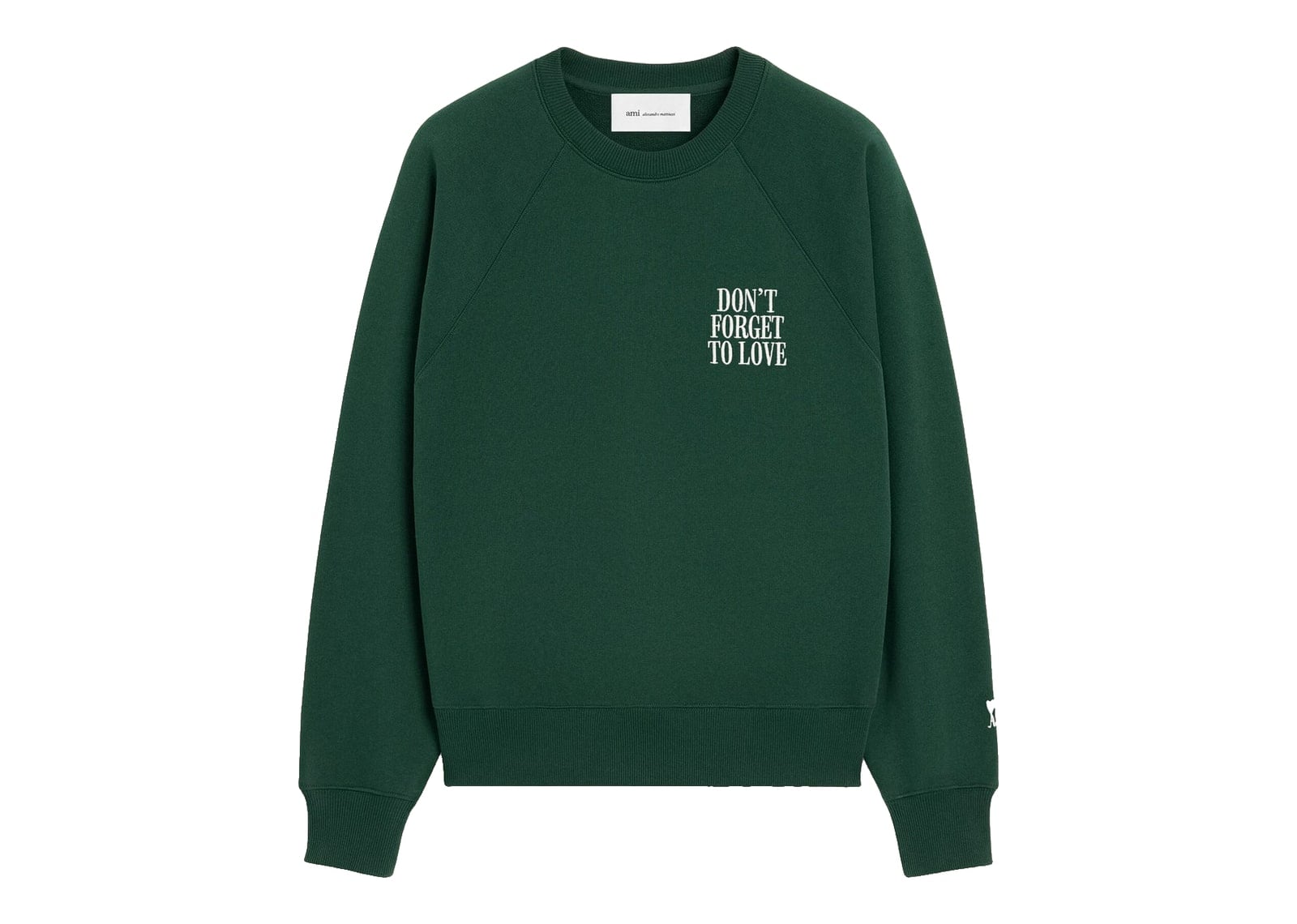 Ami Paris Cotton Don’t Forget To Love Sweatshirt Bottle Green