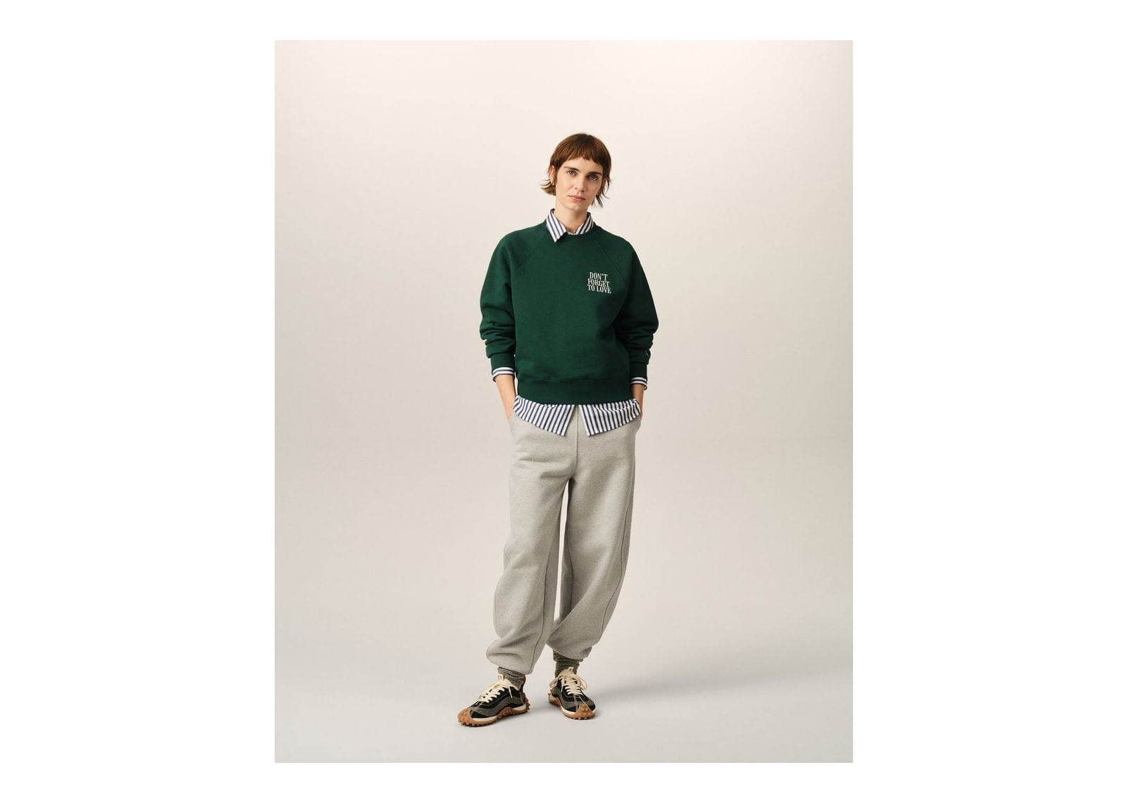 Ami Paris Cotton Don’t Forget To Love Sweatshirt Bottle Green - görsel 10