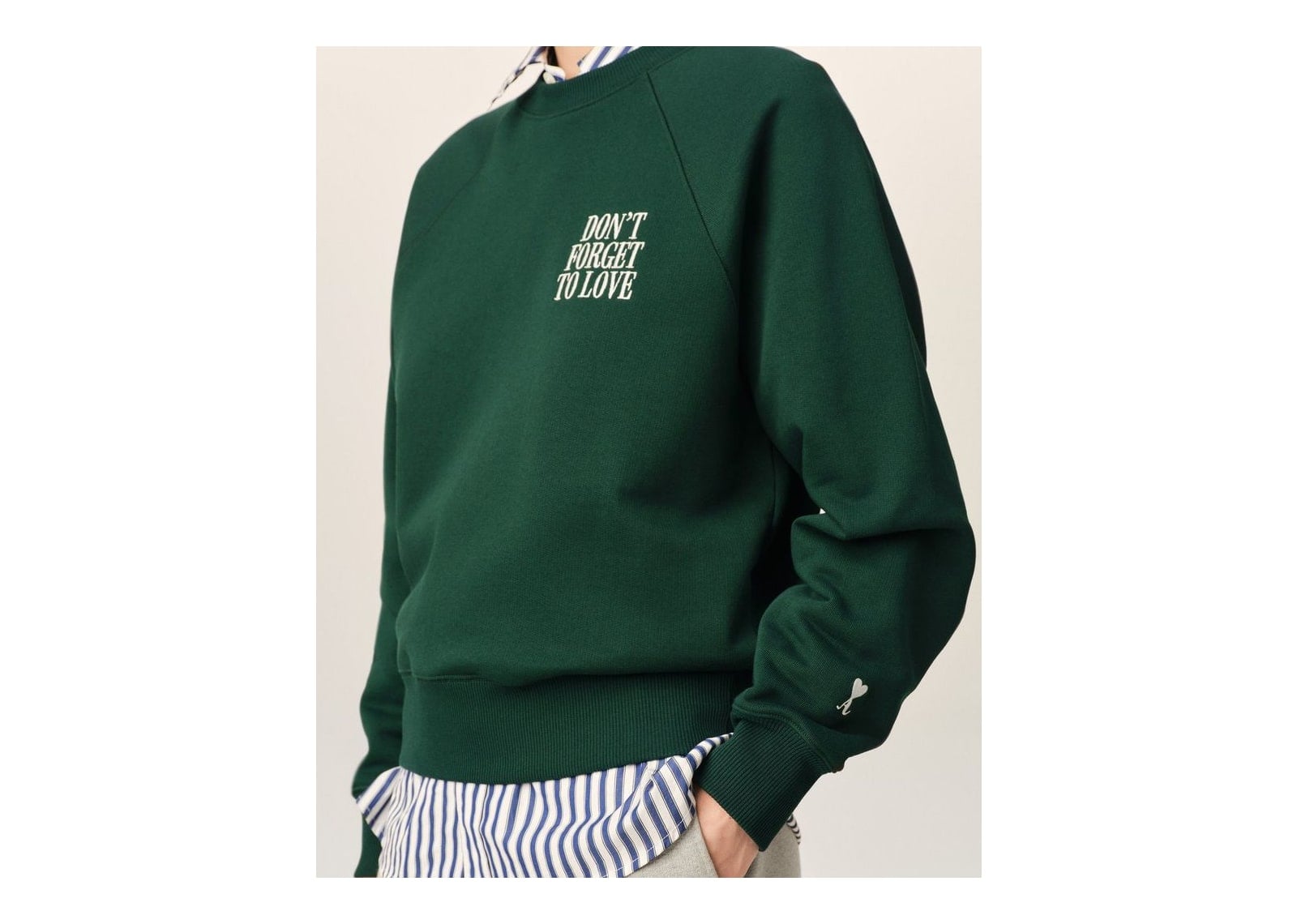 Ami Paris Cotton Don’t Forget To Love Sweatshirt Bottle Green - görsel 11