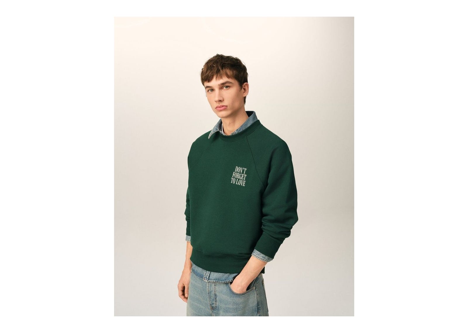 Ami Paris Cotton Don’t Forget To Love Sweatshirt Bottle Green - görsel 2