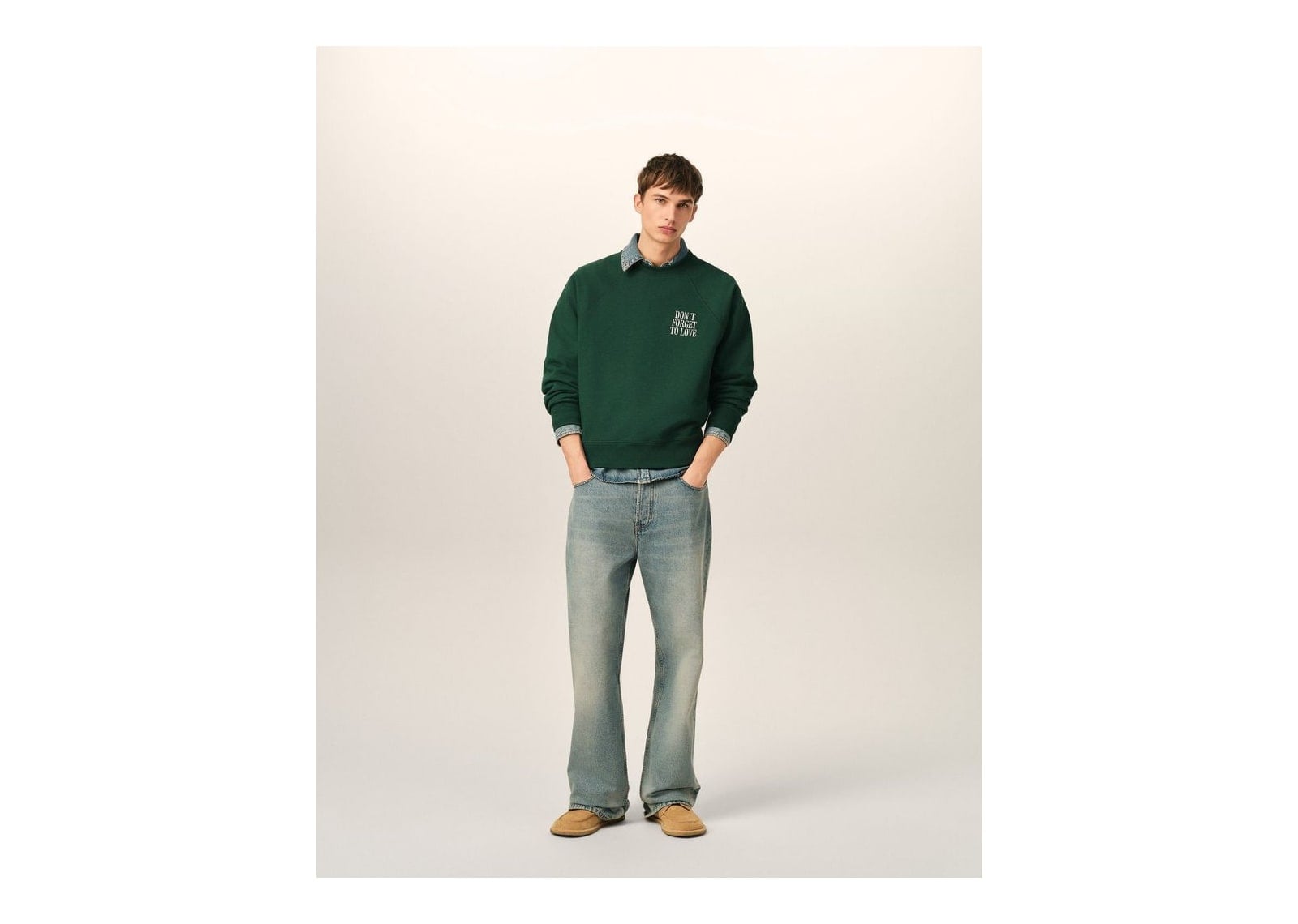 Ami Paris Cotton Don’t Forget To Love Sweatshirt Bottle Green - görsel 3