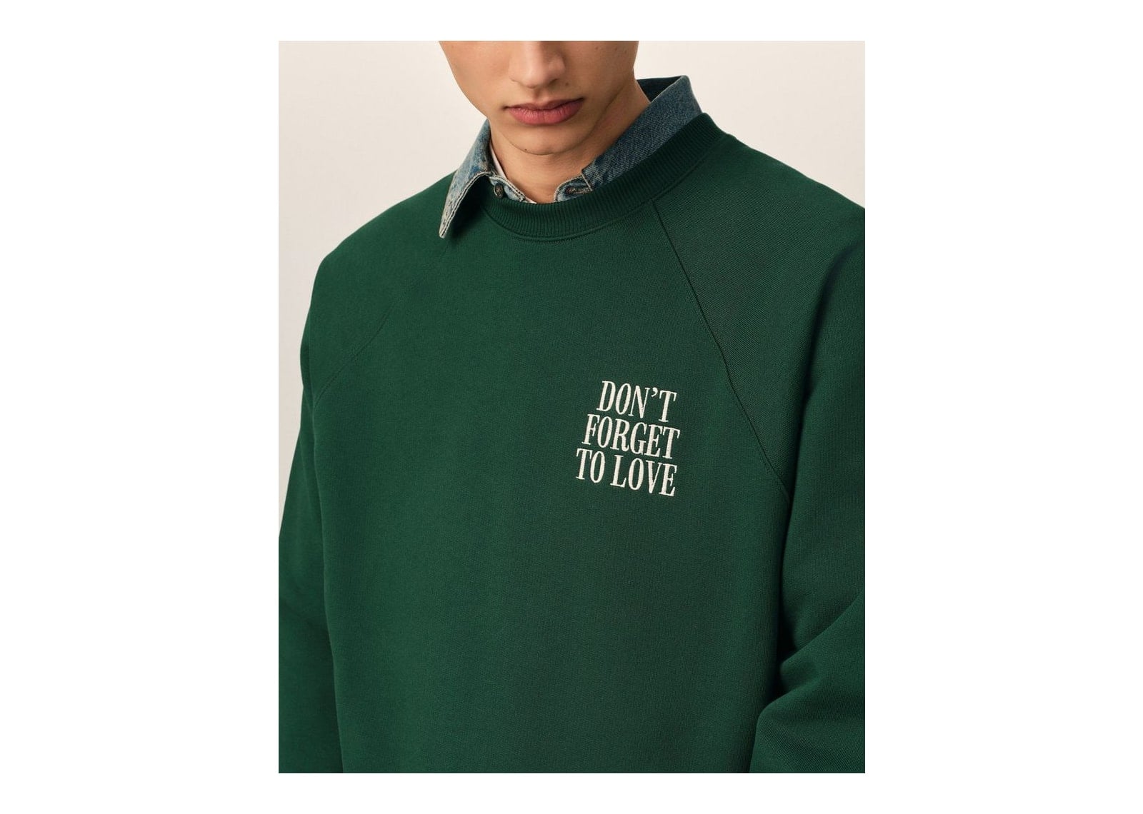 Ami Paris Cotton Don’t Forget To Love Sweatshirt Bottle Green - görsel 4