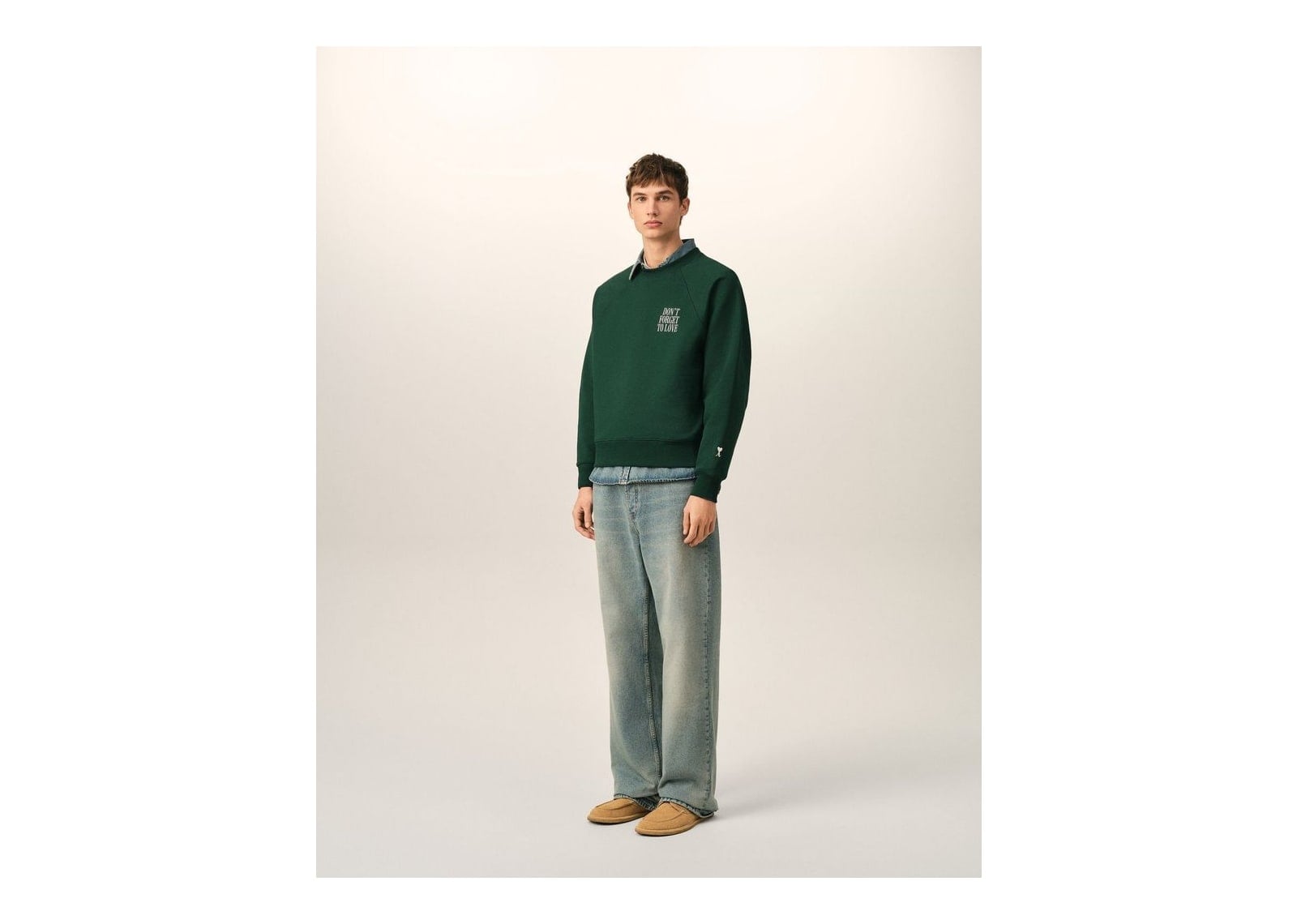 Ami Paris Cotton Don’t Forget To Love Sweatshirt Bottle Green - görsel 6