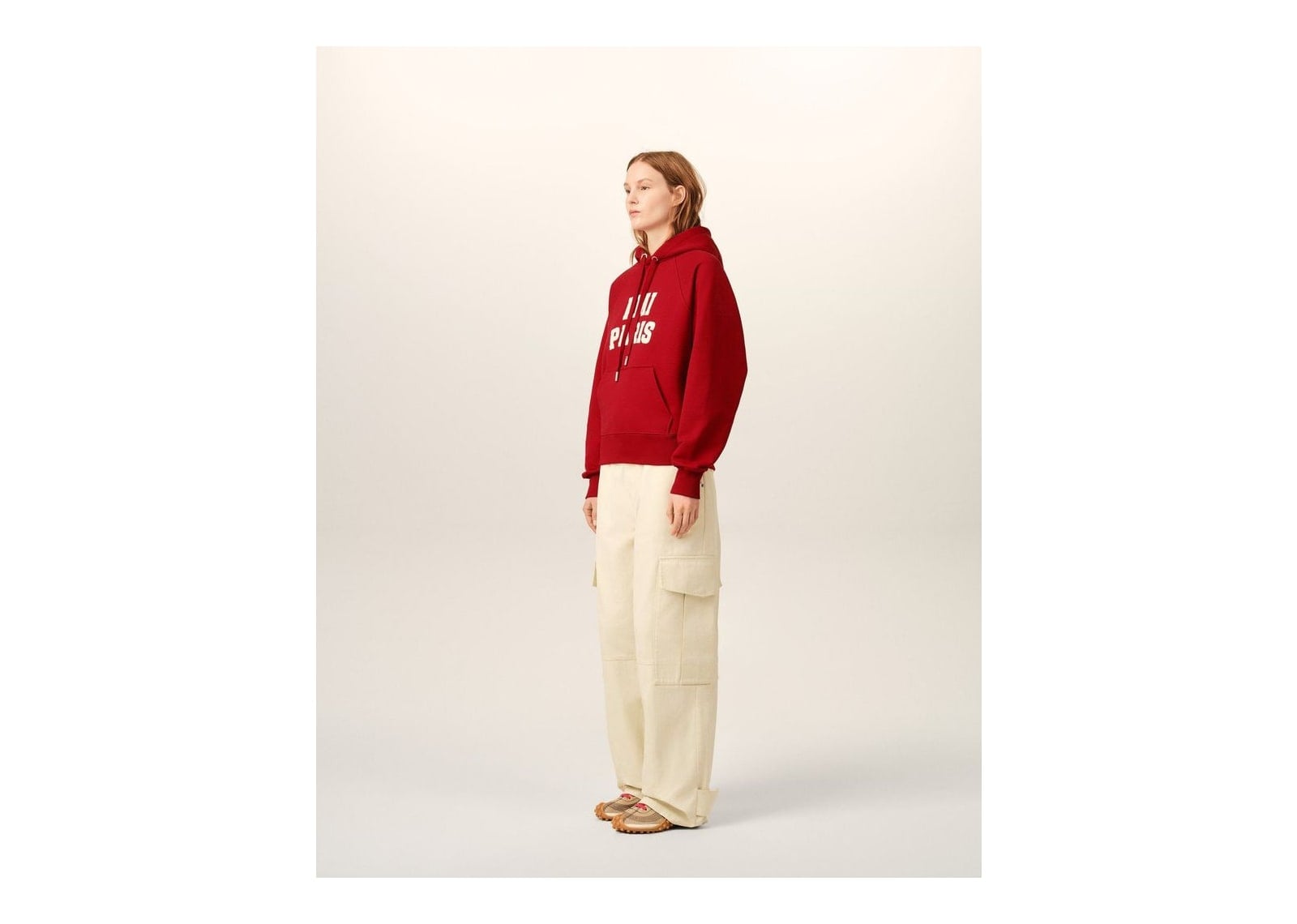 Ami Paris Cotton Hoodie with Ami Paris Embroidery Ruby Red/Ivory - görsel 13