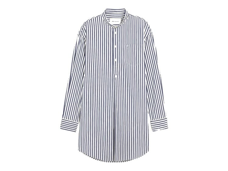 Ami Paris Cotton Mao Collar Tunic Dress Royal Blue/White