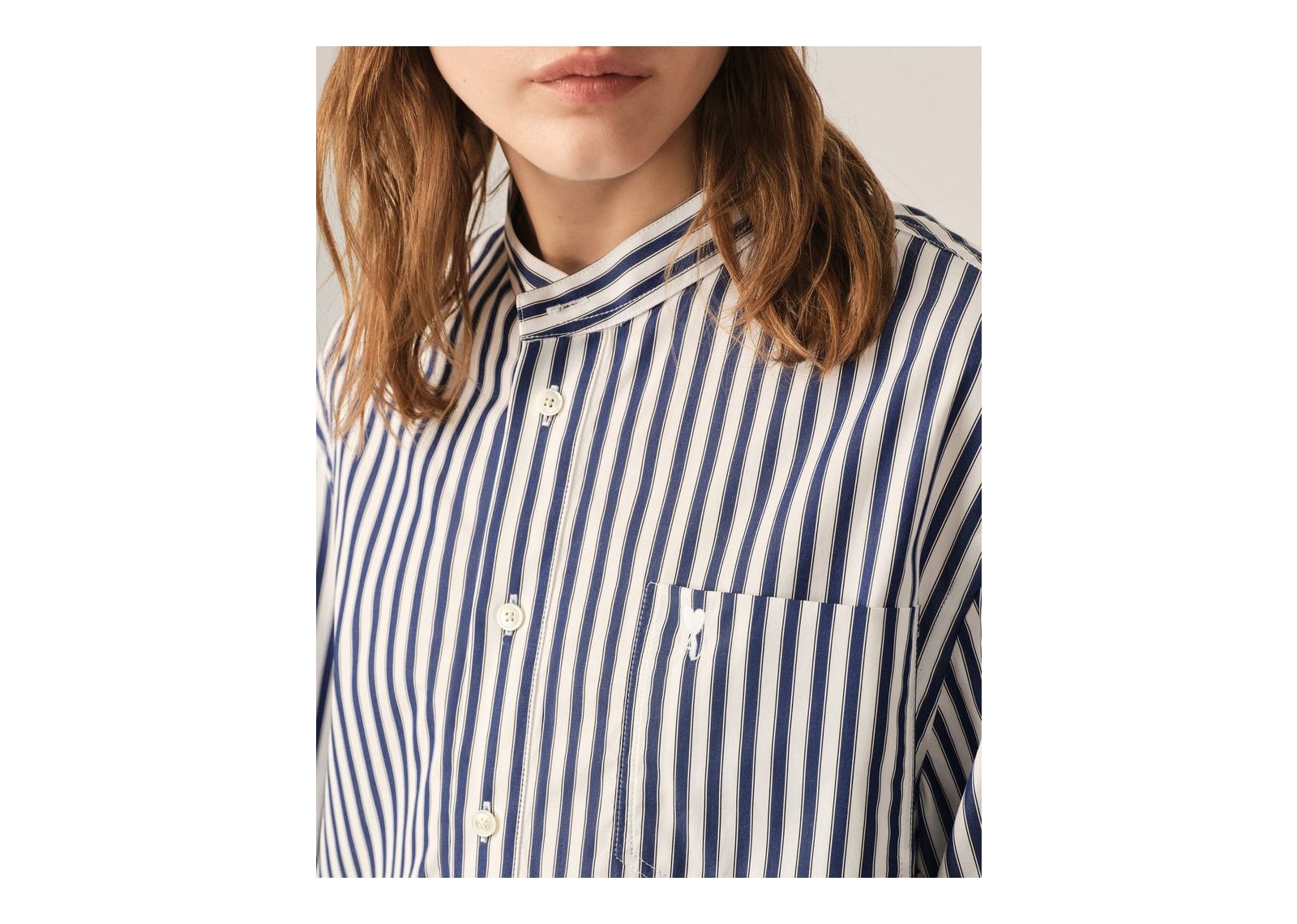 Ami Paris Cotton Mao Collar Tunic Dress Royal Blue/White - görsel 10