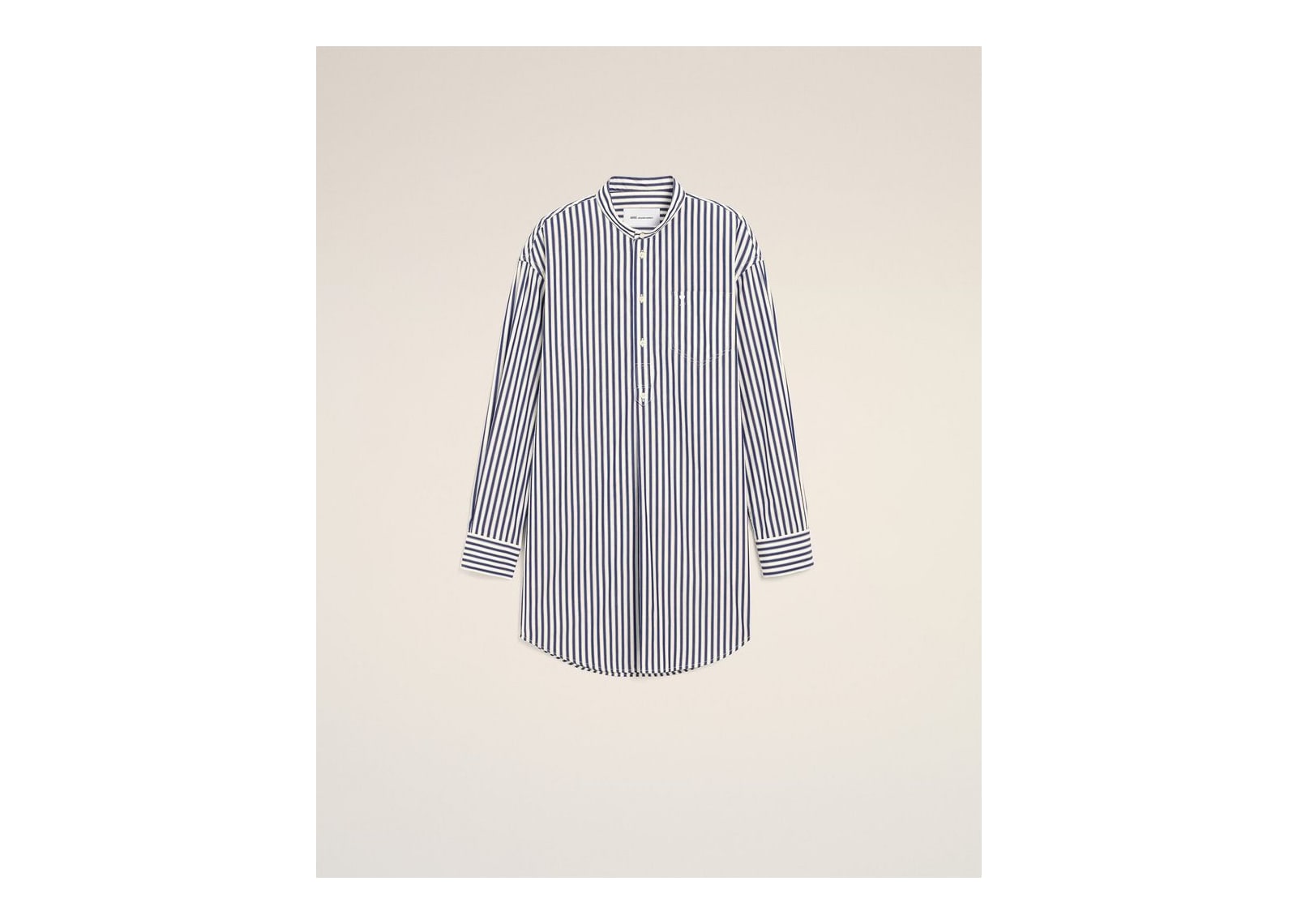 Ami Paris Cotton Mao Collar Tunic Dress Royal Blue/White - görsel 7