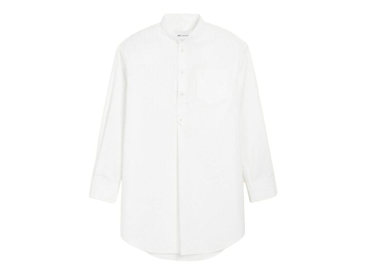 Ami Paris Cotton Mao Collar Tunic Dress White