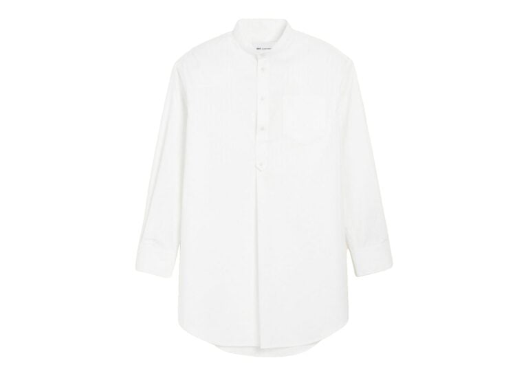 Ami Paris Cotton Mao Collar Tunic Dress White