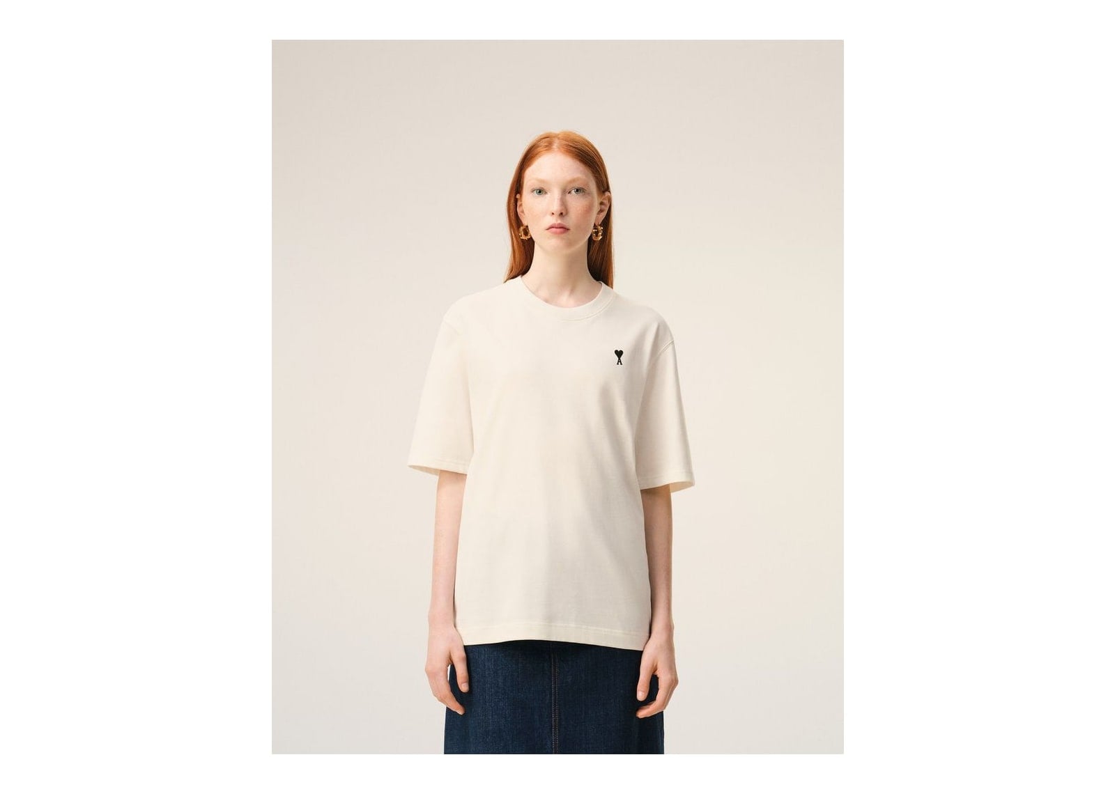 Ami Paris Cotton Place Des Victoires Print T-Shirt White Cream - görsel 11