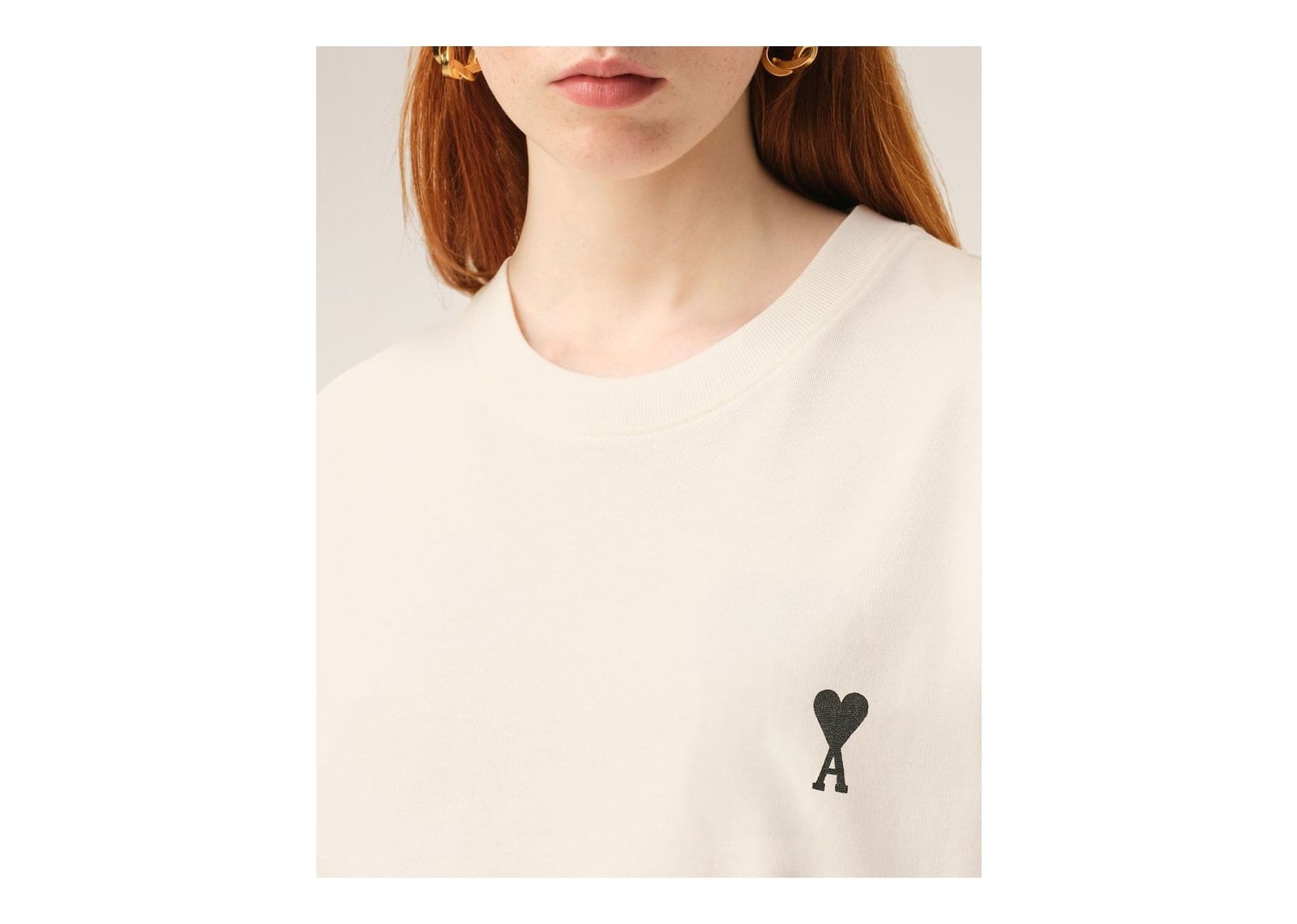 Ami Paris Cotton Place Des Victoires Print T-Shirt White Cream - görsel 12