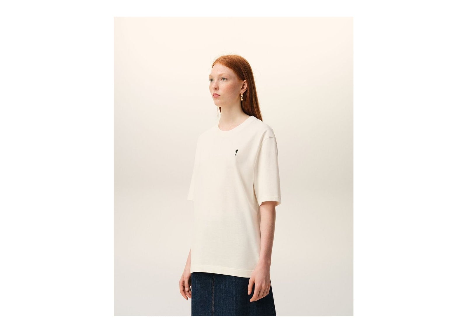 Ami Paris Cotton Place Des Victoires Print T-Shirt White Cream - görsel 14