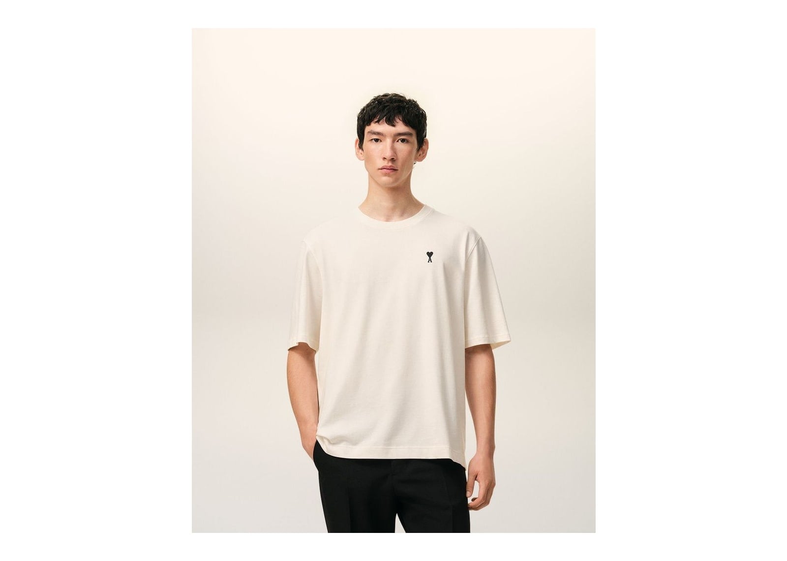 Ami Paris Cotton Place Des Victoires Print T-Shirt White Cream - görsel 3
