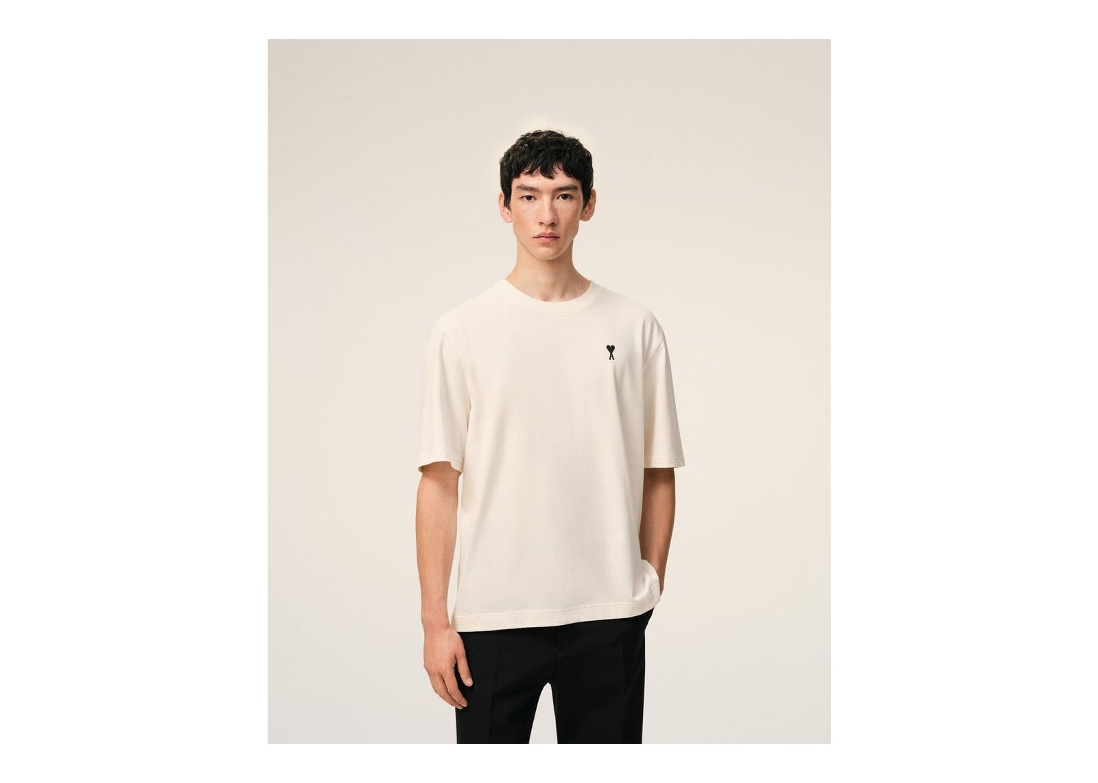 Ami Paris Cotton Place Des Victoires Print T-Shirt White Cream - görsel 4