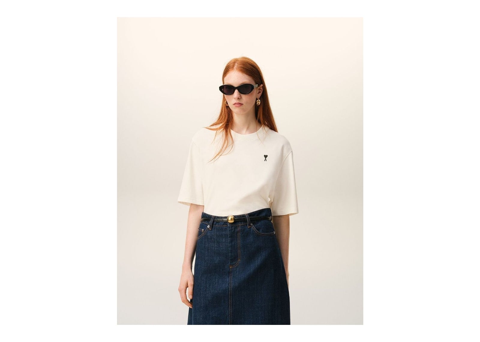 Ami Paris Cotton Place Des Victoires Print T-Shirt White Cream - görsel 9