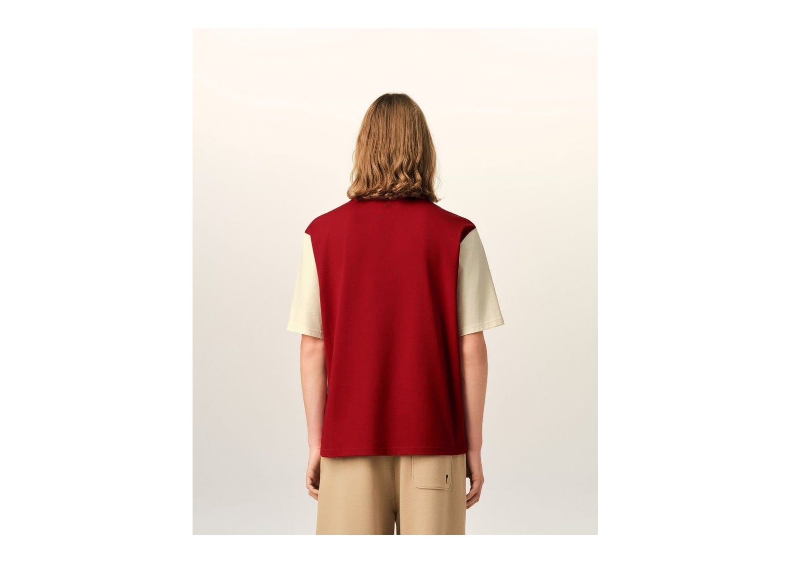 Ami Paris Cotton T-Shirt with Ami Paris Embroidery Ruby Red/Ivory - görsel 5