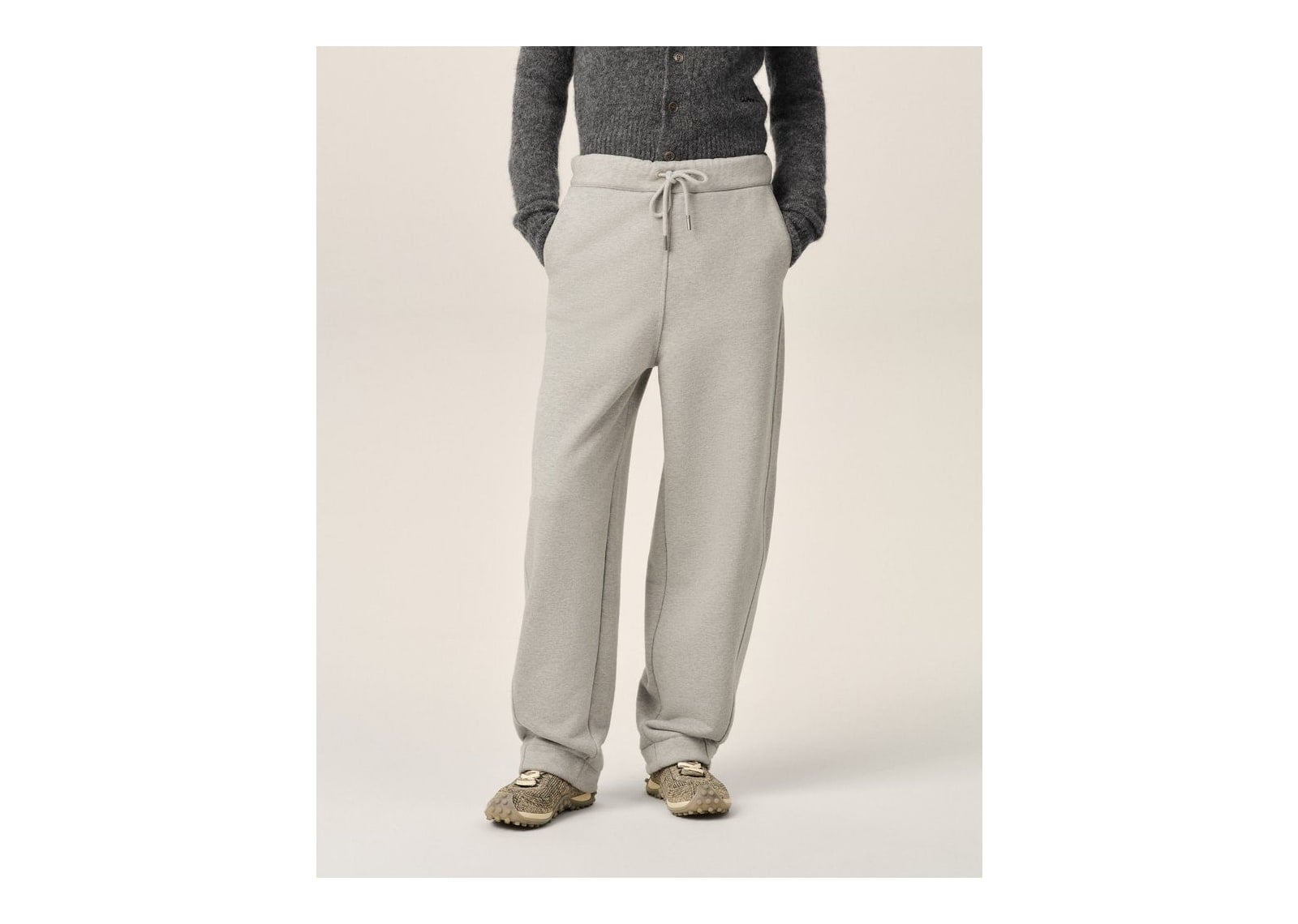 Ami Paris Cotton Track Pants with Heritage Ami Paris Label Heather Ash Grey - görsel 10