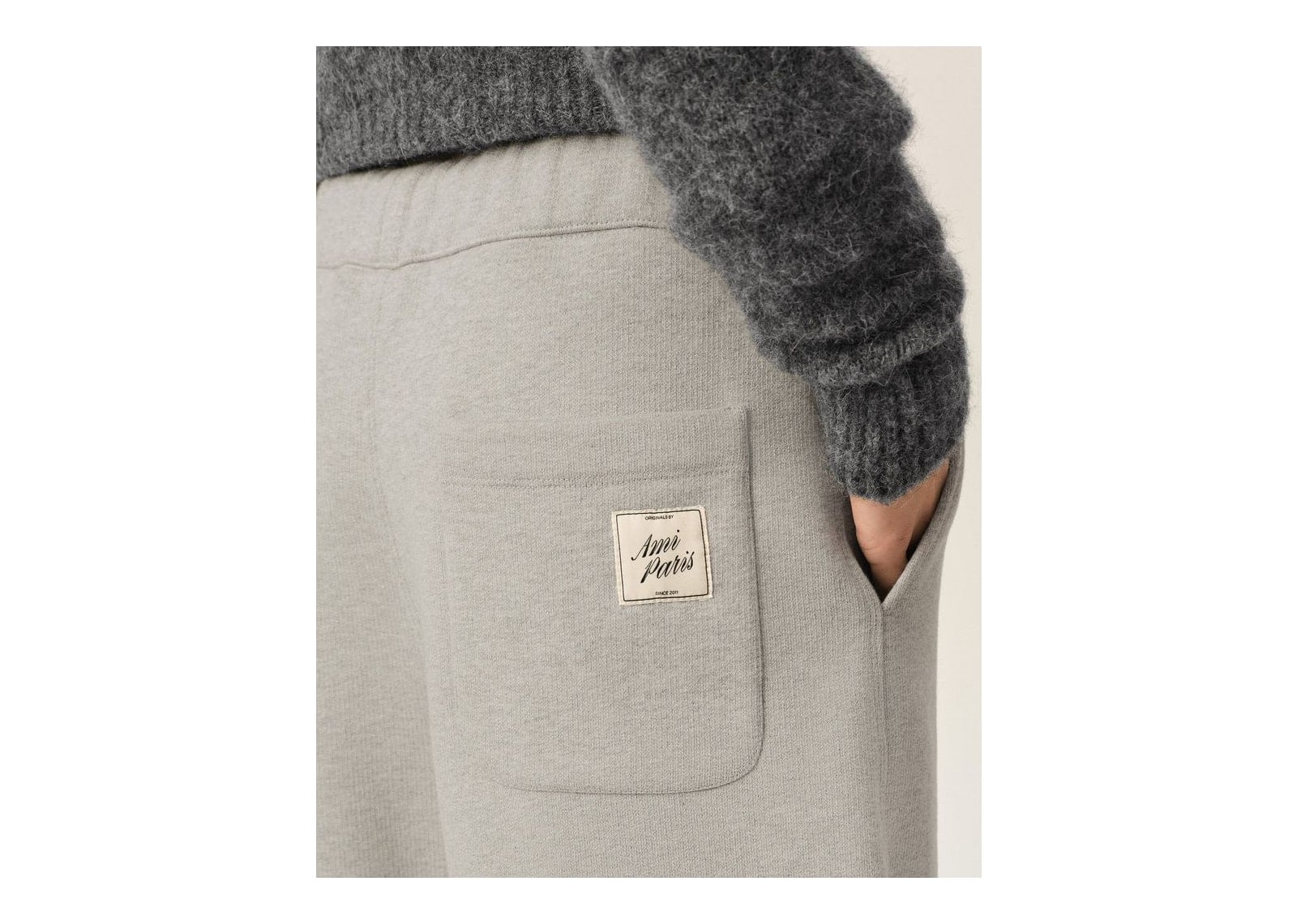 Ami Paris Cotton Track Pants with Heritage Ami Paris Label Heather Ash Grey - görsel 12