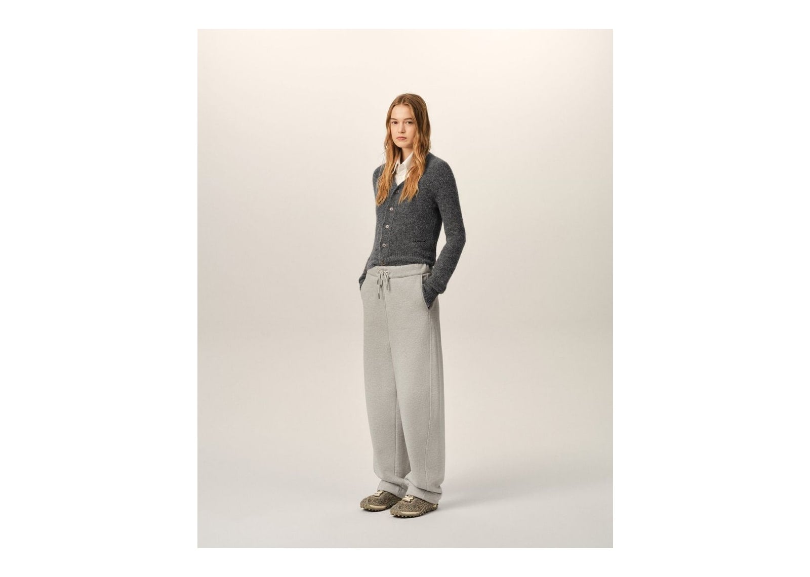 Ami Paris Cotton Track Pants with Heritage Ami Paris Label Heather Ash Grey - görsel 13